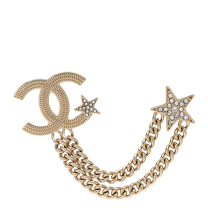Chanel CC Crystal Chain Star Brooch Gold 1 of 5