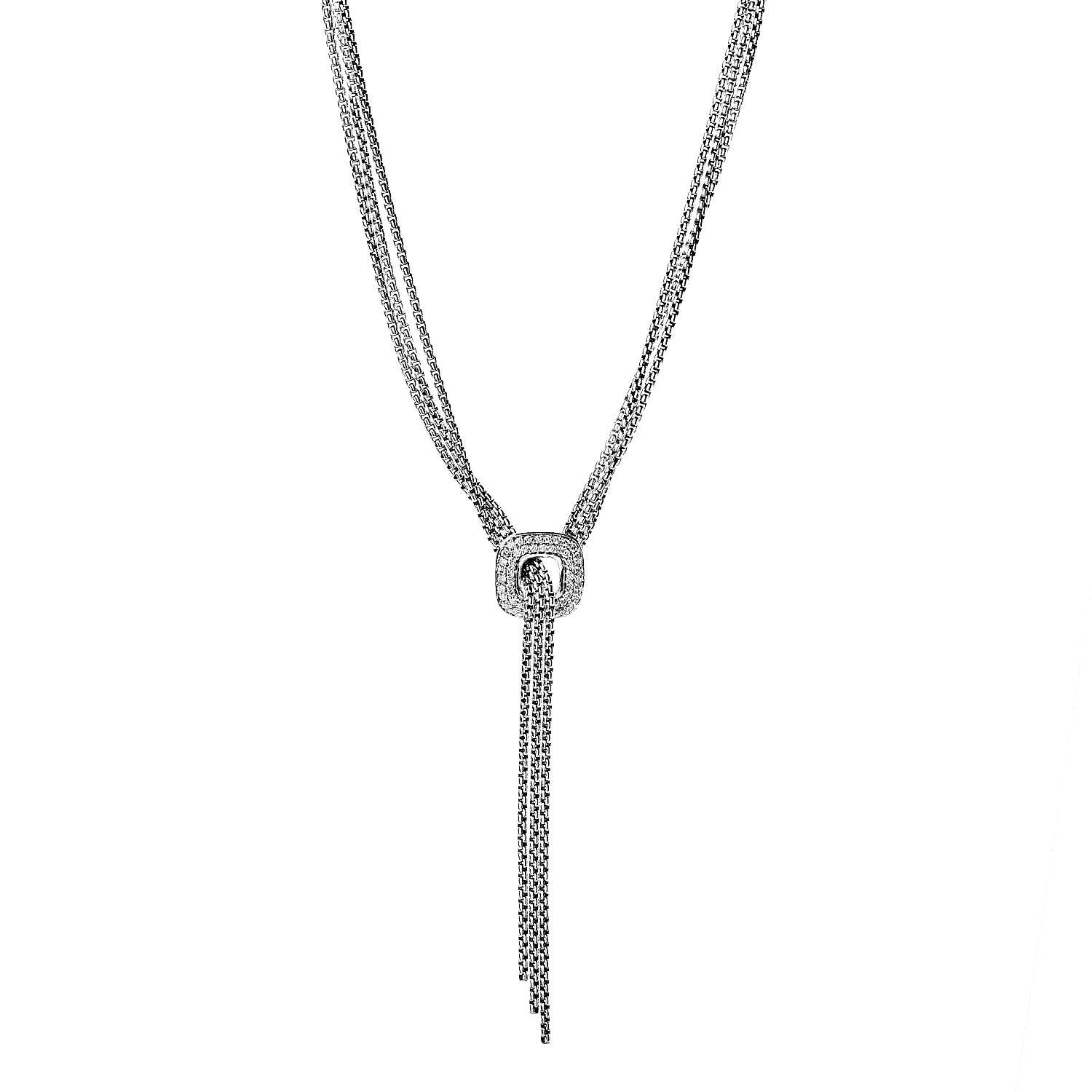David Yurman Sterling Silver Diamond 14mm Waterfall Lariat Necklace 1 of 4