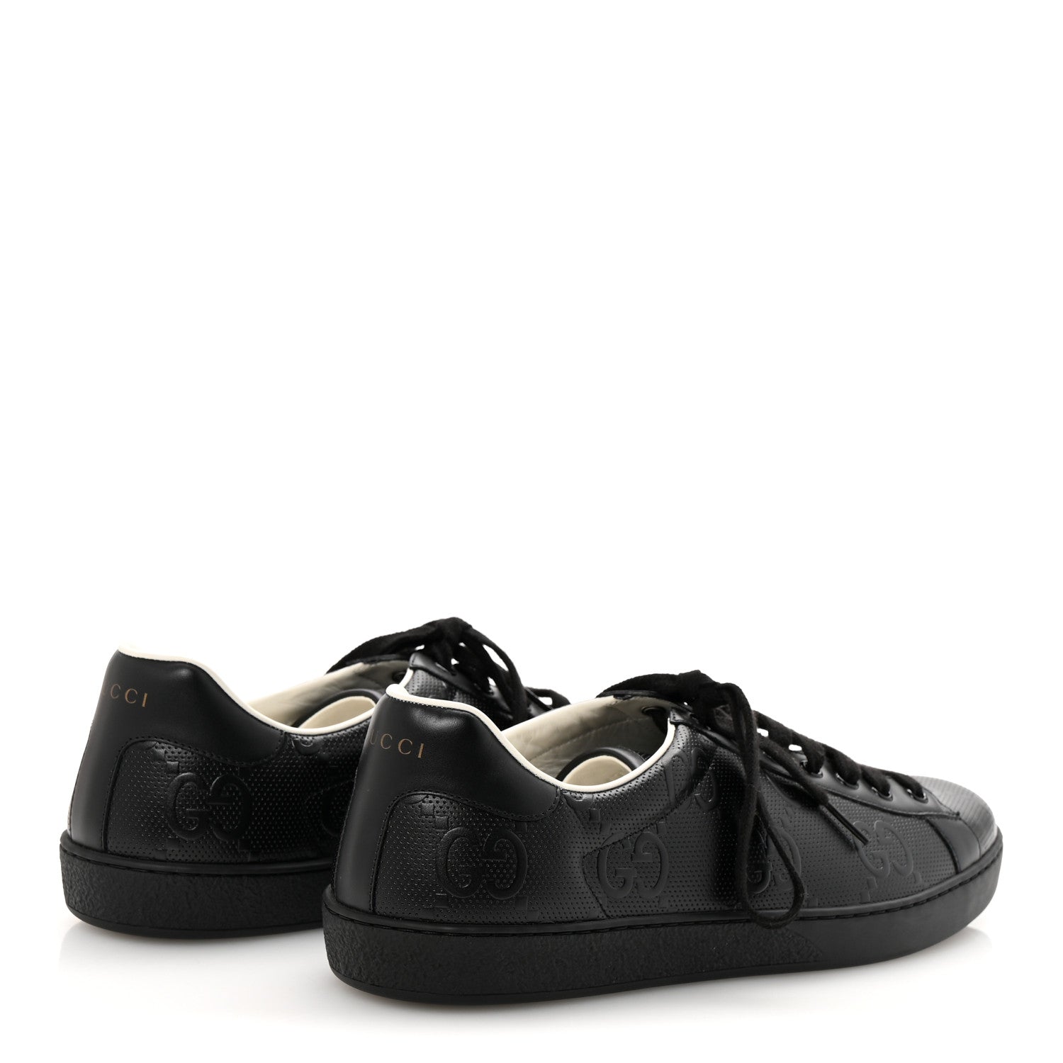 Gucci Calfskin GG Tennis Embossed Mens Ace Sneakers 11 Black 5 of 11