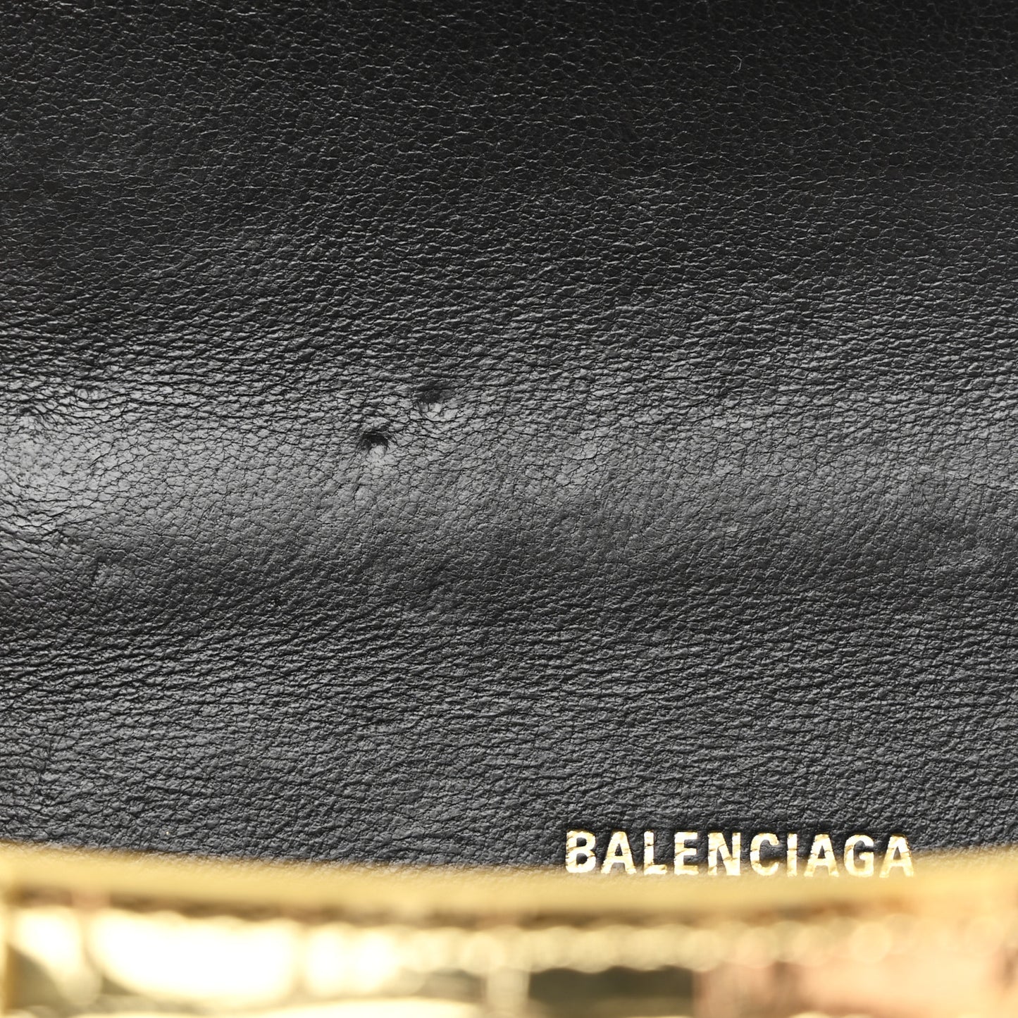 Metallic Calfskin Crocodile Embossed Hourglass Top Handle Bag XS Gold