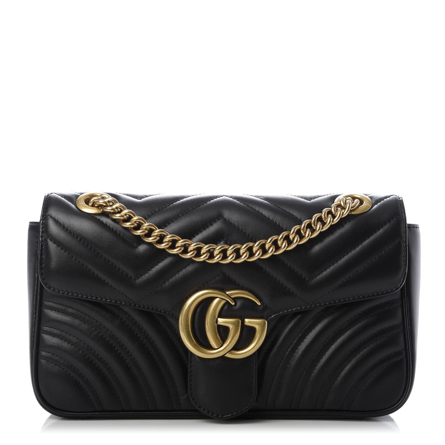 Calfskin Matelasse Small GG Marmont Shoulder Bag Black