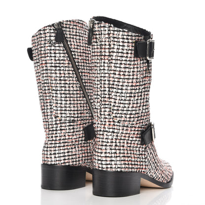 Chanel Tweed Calfskin Boots 38 Coral Black 4 of 7