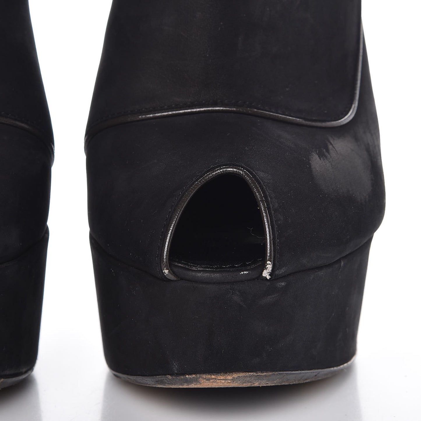 Suede Peep Toe Ankle Boots 37 Black