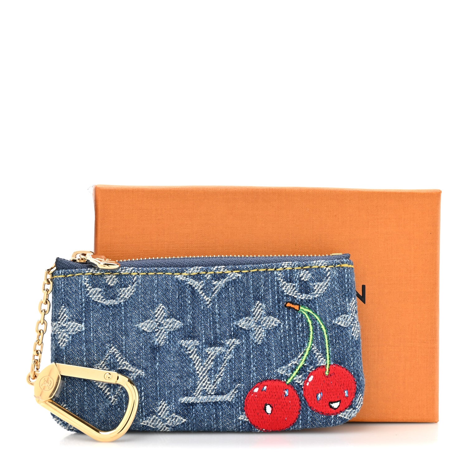 Louis Vuitton LV X TM Monogram Denim Cerises Key Pouch Blue