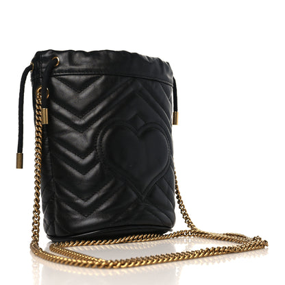 Gucci Calfskin Matelasse Mini GG Marmont 2.0 Bucket Bag Black 3 of 9