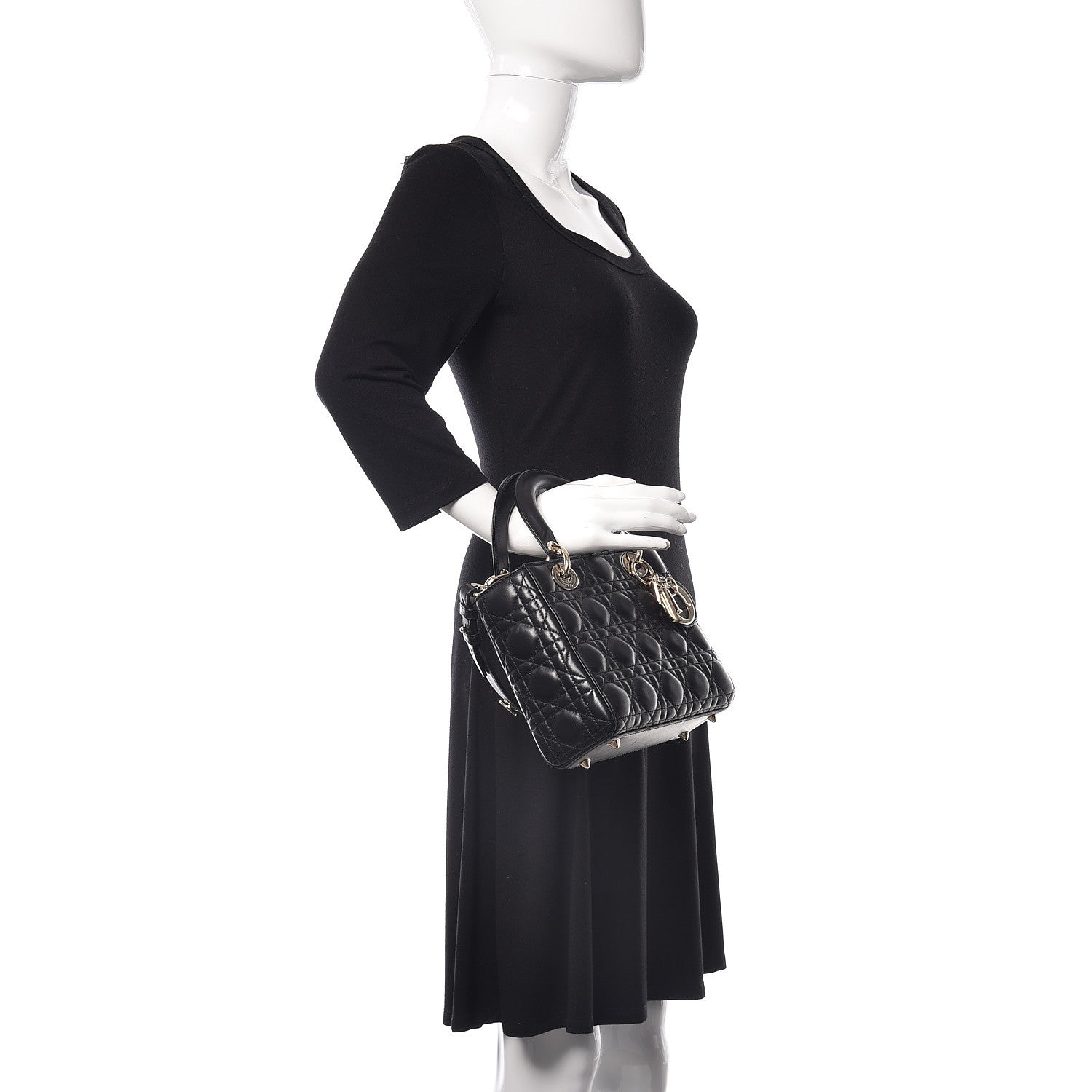 Christian Dior Lambskin Cannage Small Lucky Badges My Lady Dior Black 2 of 11