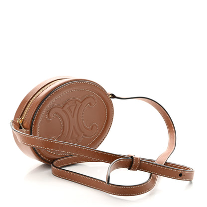 Celine Calfskin Cuir Small Triomphe Oval Crossbody Purse  Tan 3 of 10