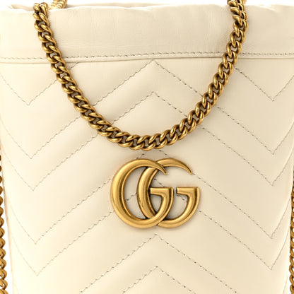 Gucci Calfskin Matelasse Mini GG Marmont 2.0 Bucket Bag White 8 of 10