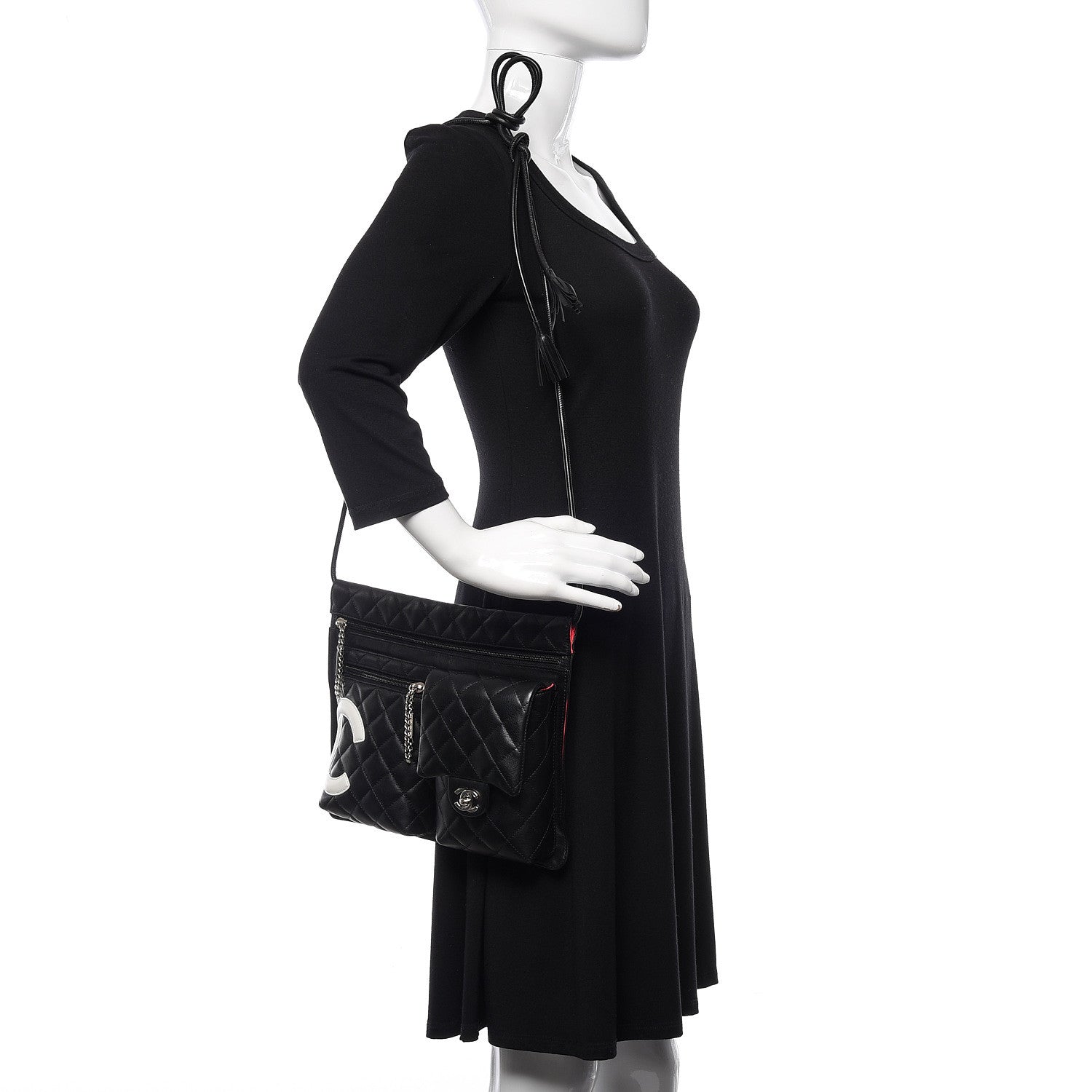 Chanel Calfskin Quilted Cambon Multipocket Shoulder Bag Black 2 of 11
