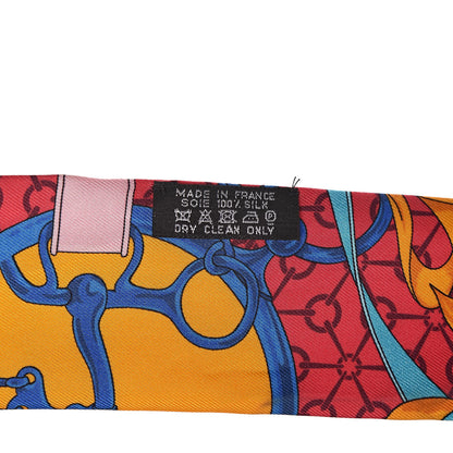 Hermes Silk La Promenade Du Matin Twilly Bleu Fuchsia Rouge 3 of 6