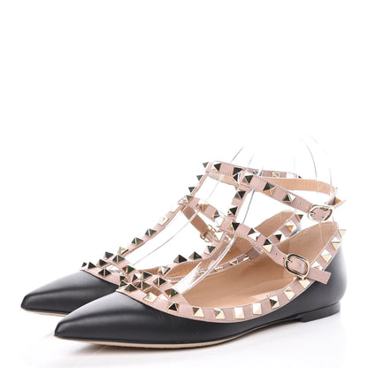 Valentino Garavani Nappa Rockstud Cage Ballerina Flats 35 Black Poudre 3 of 16