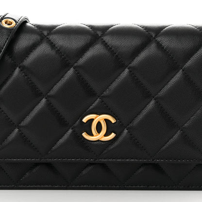 Chanel Goatskin Quilted Quilted Like A Wallet Wallet On Chain WOC Black 9 of 17