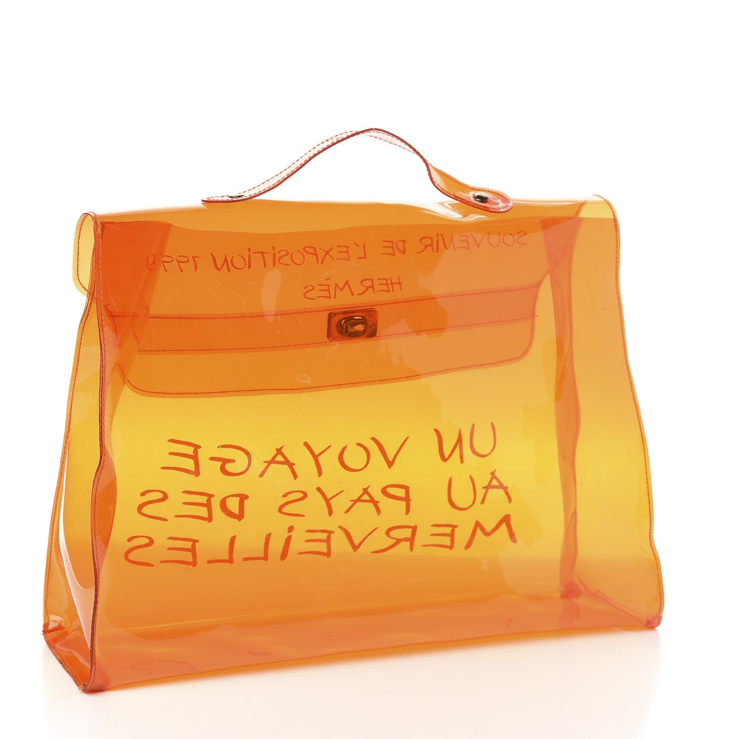 Hermes Vinyl Souvenir De L'Exposition Kelly Orange 3 of 9