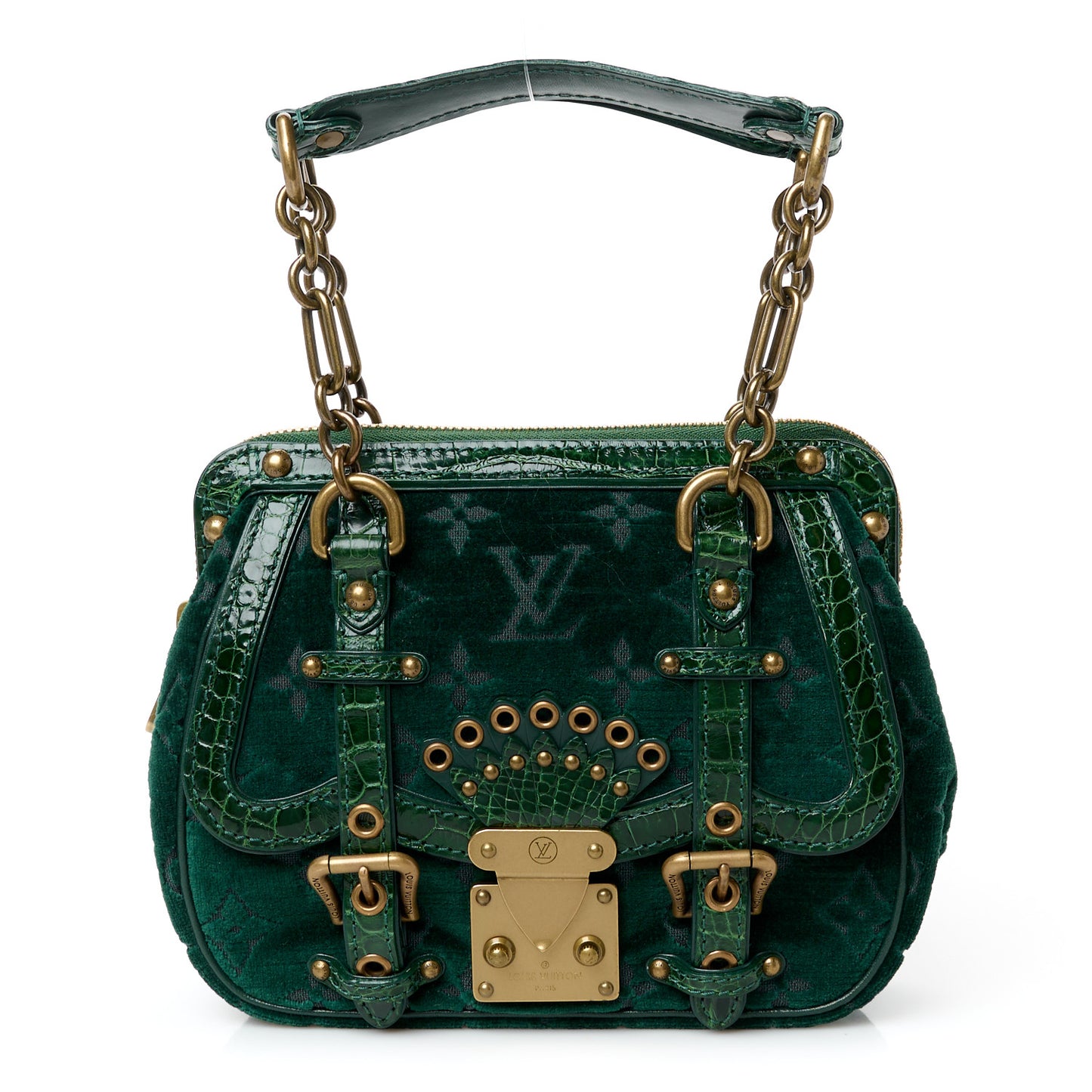 Monogram Velours Alligator Gracie MM Green
