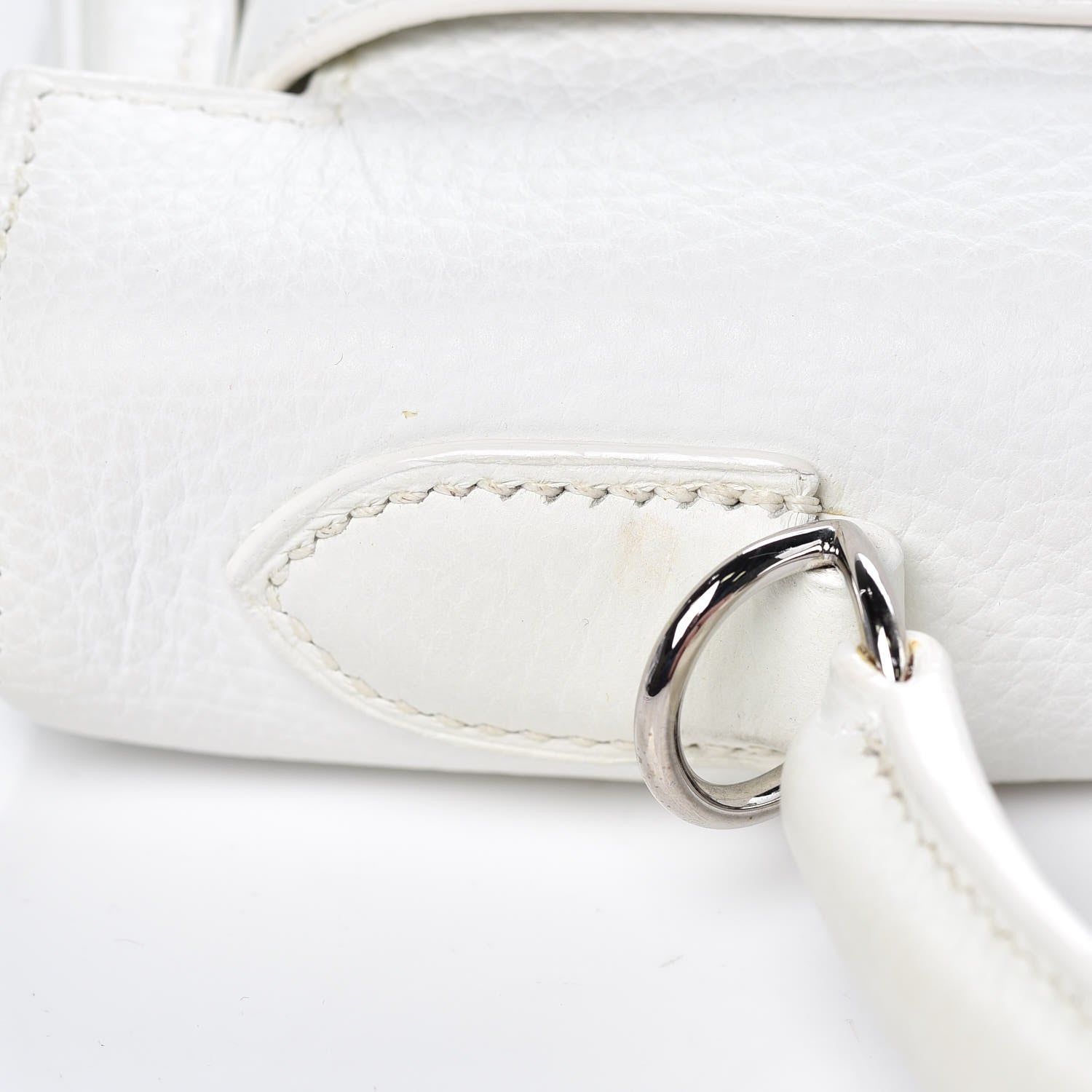 Hermes Taurillon Clemence Toile Kelly Retourne 32 White 34 of 40