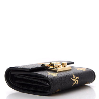 Gucci Calfskin Bee Star Print Padlock Wallet Black 4 of 7