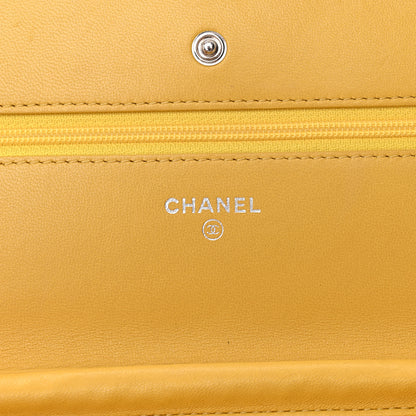 Chanel Lambskin Quilted Wallet On Chain WOC Yellow 6 of 14