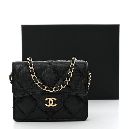 Chanel Caviar Quilted Flap Card Holder On Chain Black 9 of 9