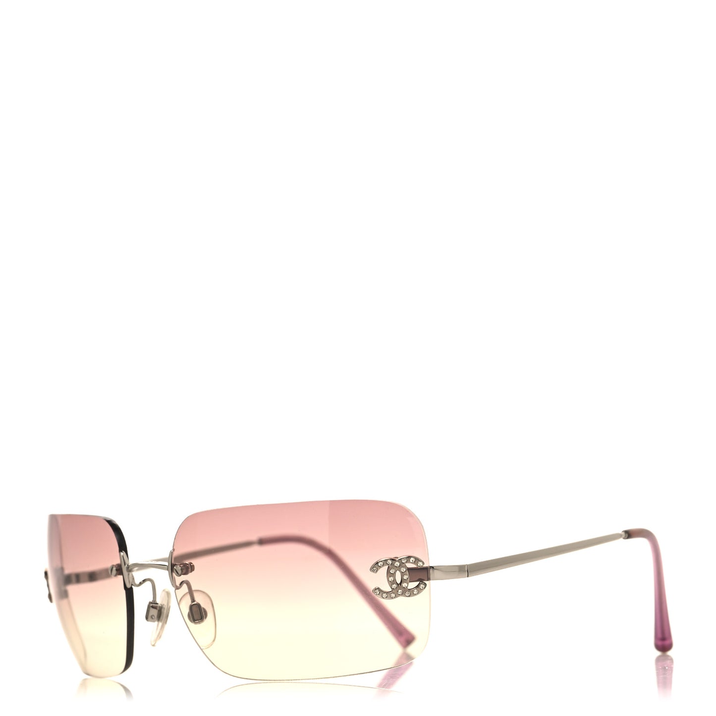 Metal Crystal CC Logo Sunglasses 4017-D Pink