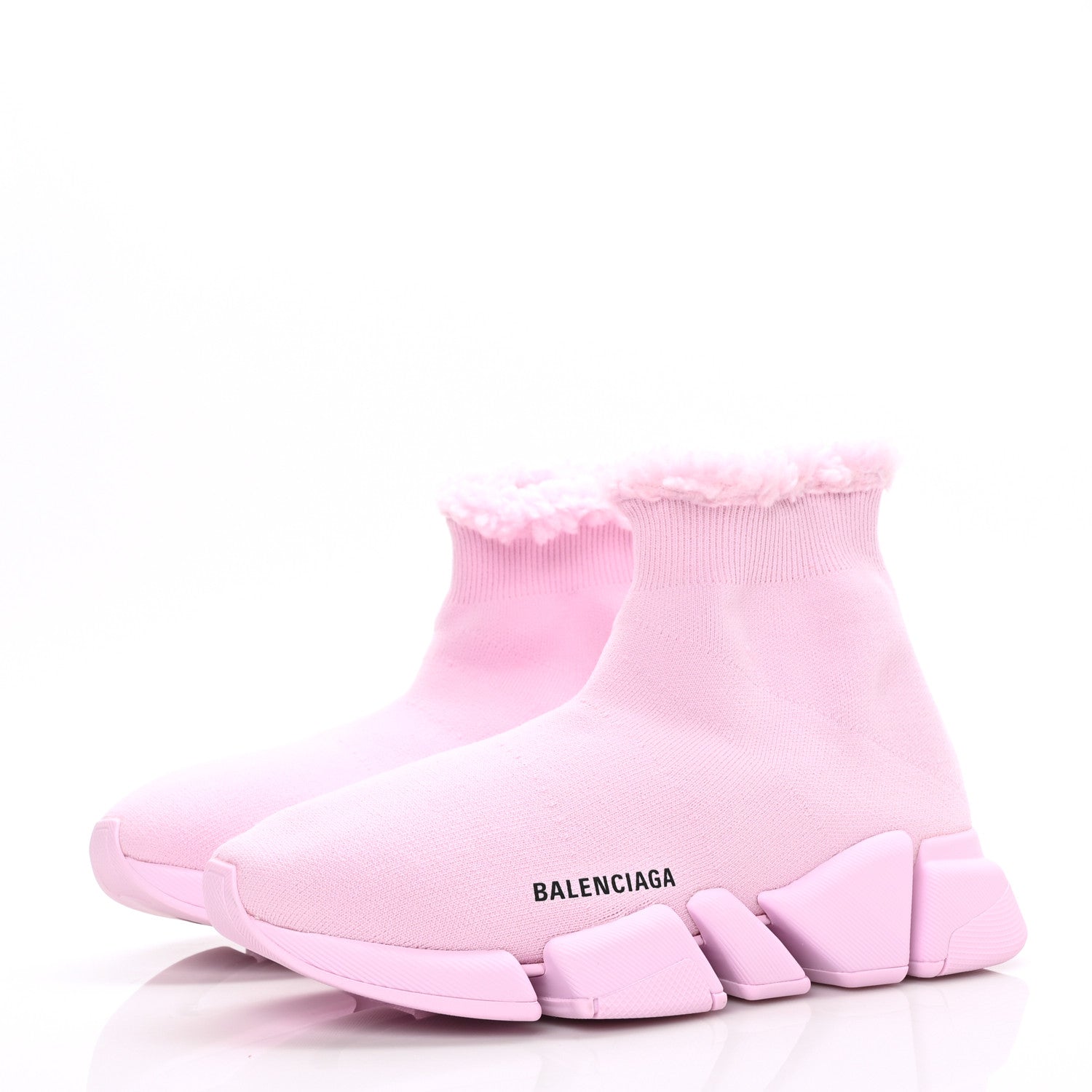 Balenciaga Technical 3D Recycled Knit Fake Fur Womens Speed 2.0 Sneakers 40 Monocolor Soft Pink 3 of 7