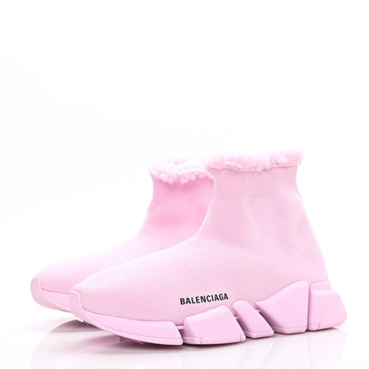 Balenciaga Technical 3D Recycled Knit Fake Fur Womens Speed 2.0 Sneakers 40 Monocolor Soft Pink 3 of 7