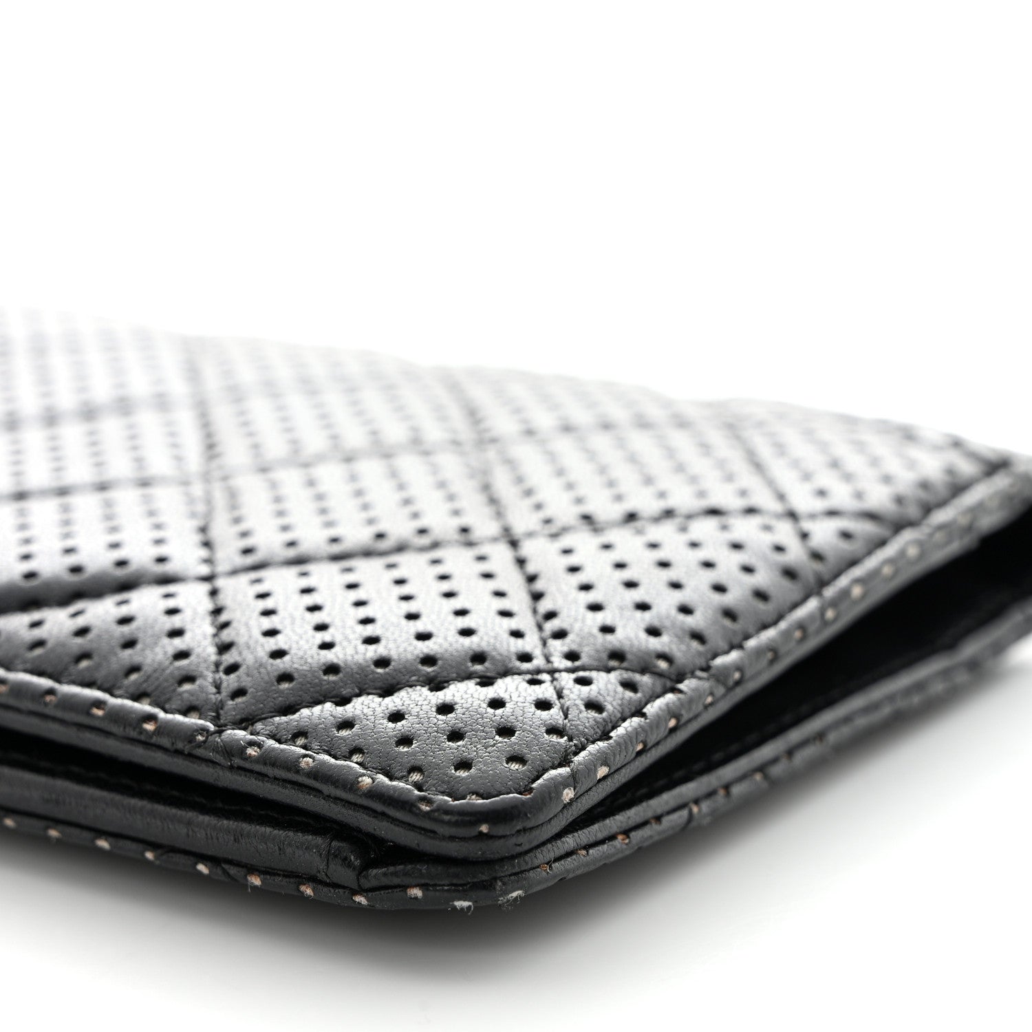 Chanel Lambskin Perforated Yen Wallet Black 11 of 14
