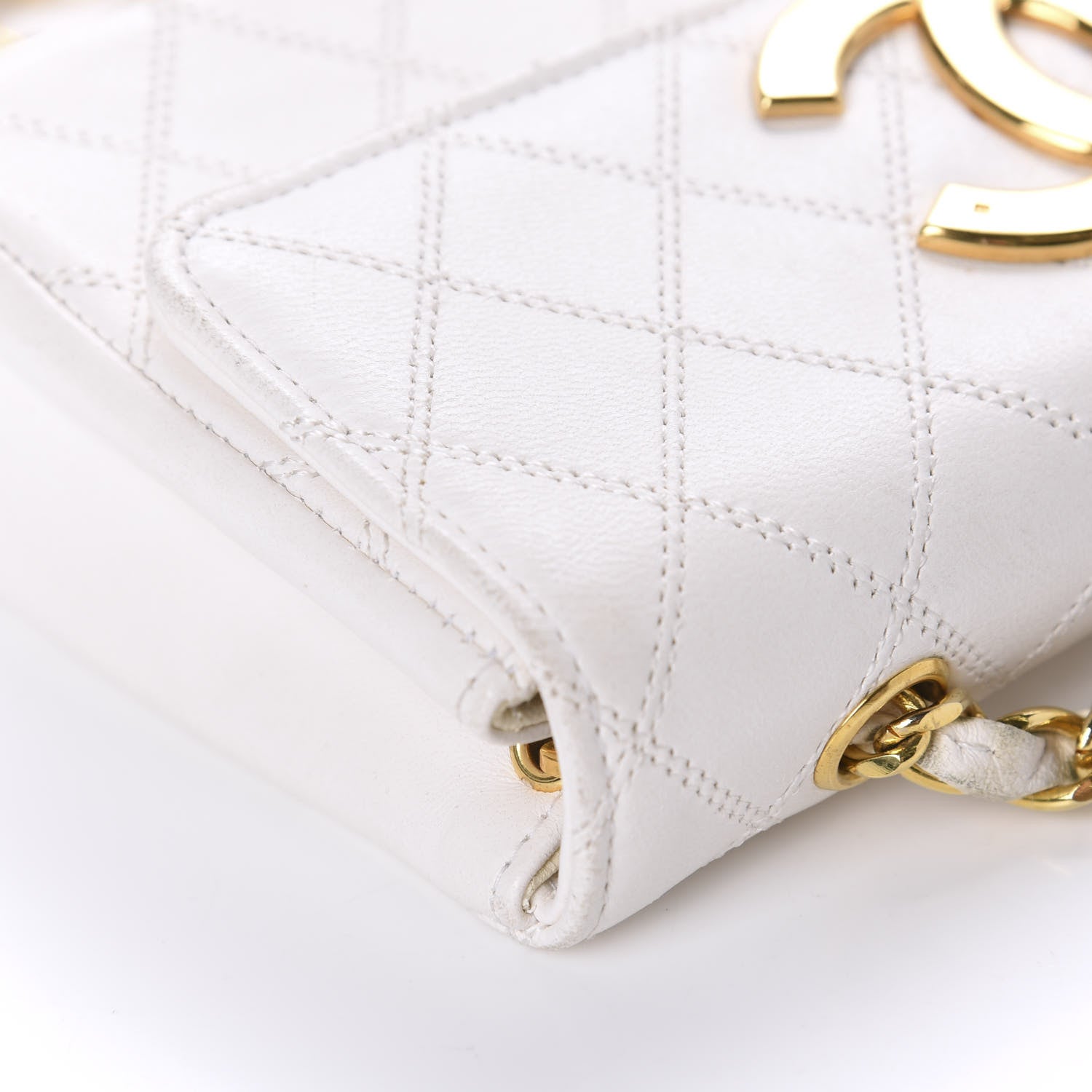 Chanel Calfskin Diamond Double Stitch Flap White 20 of 22