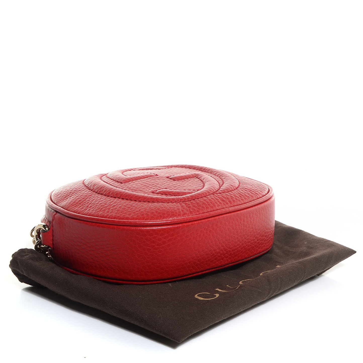 Pebbled Calfskin Mini Soho Chain Bag Tabasco Red