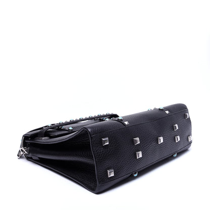 Valentino Garavani Alce Calfskin My Rockstud Rolling Frame Bag Black 4 of 15