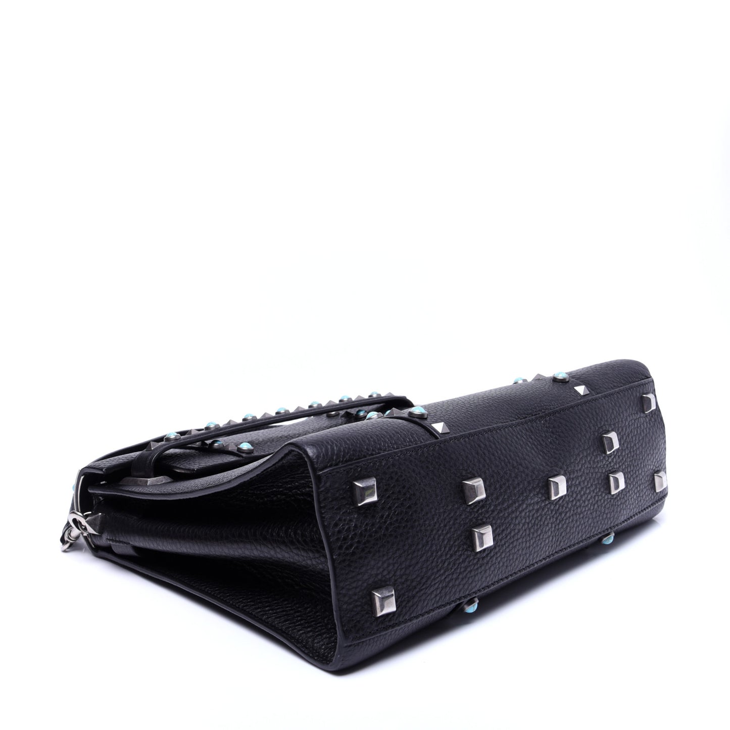 Alce Calfskin My Rockstud Rolling Frame Bag Black
