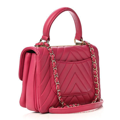 Chanel Lambskin Chevron Quilted Small Trendy CC Dual Handle Flap Bag Pink 3 of 14