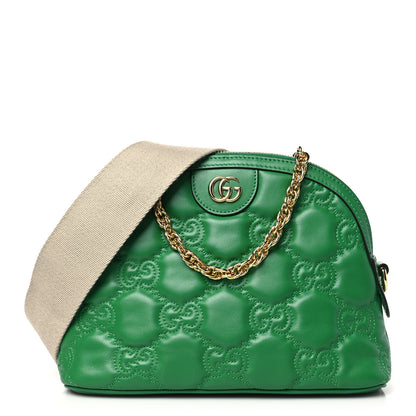 Gucci Calfskin GG Matelasse Small Dome Shoulder Bag Green Natural 1 of 10