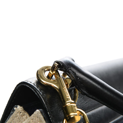 Celine Smooth Calfskin Linen Medium Tri-Color Trapeze Black Navy Blue 7 of 10