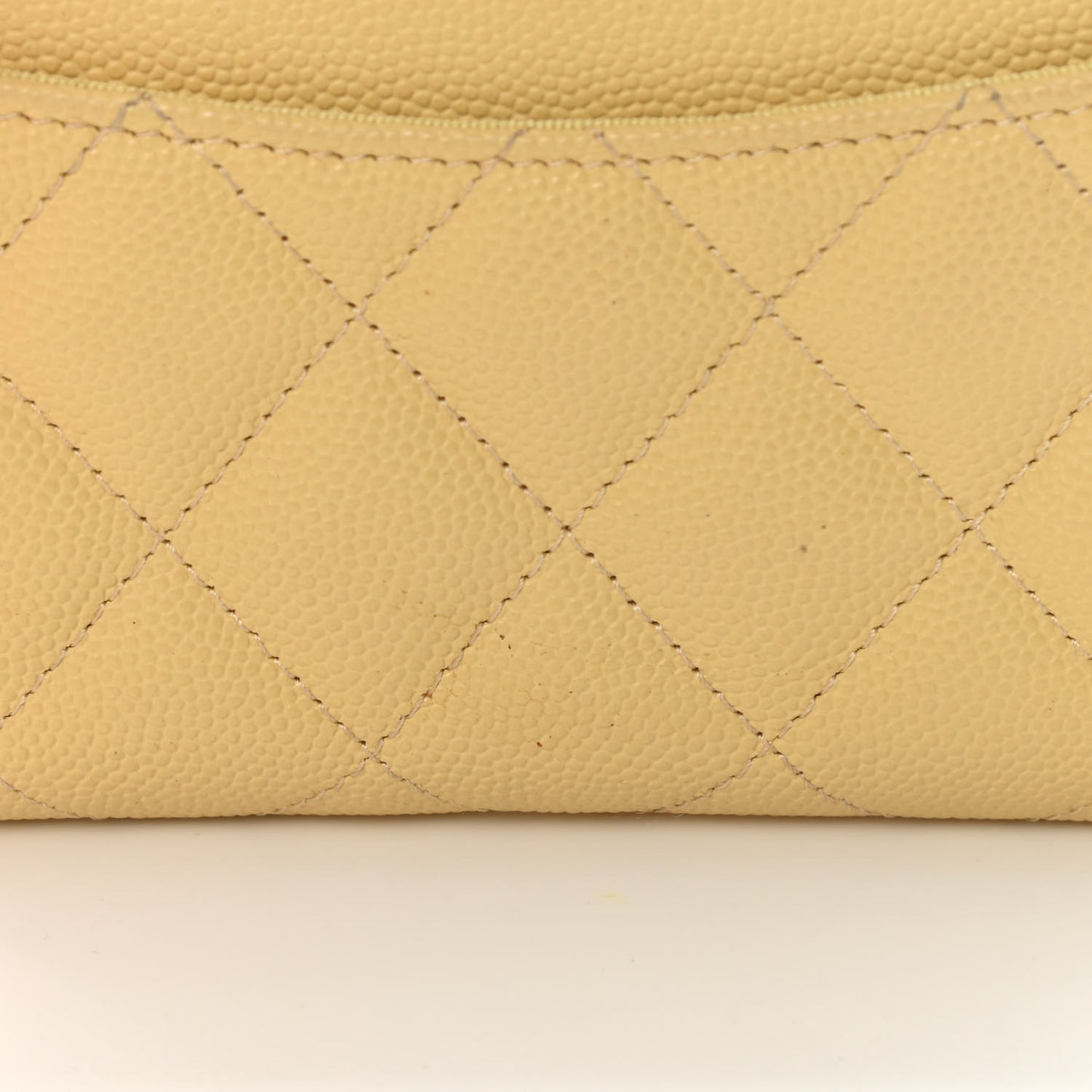 Caviar Quilted Zip Coin Purse Yellow