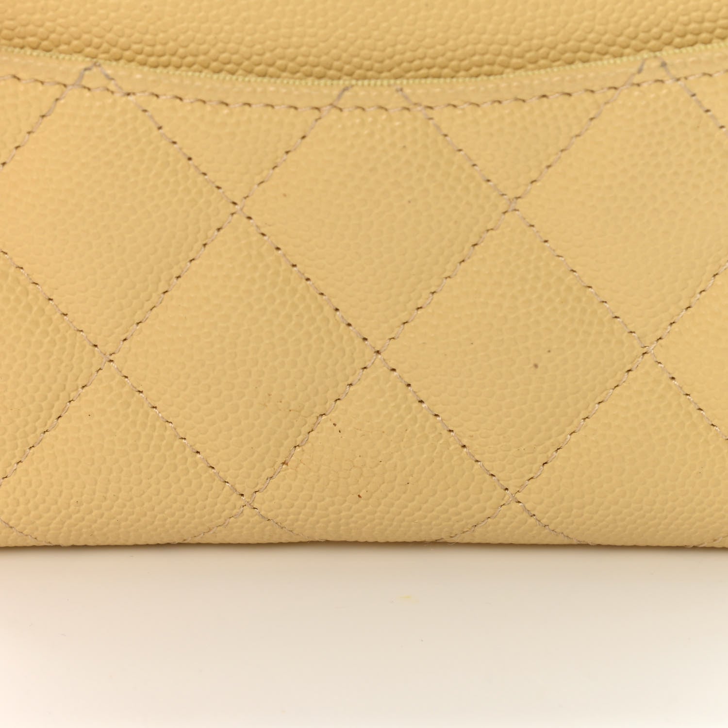 Chanel Caviar Quilted Zip Coin Purse Yellow 12 of 13