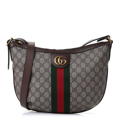 Gucci GG Supreme Monogram Web Small Ophidia Half Moon Hobo Brown 1 of 4
