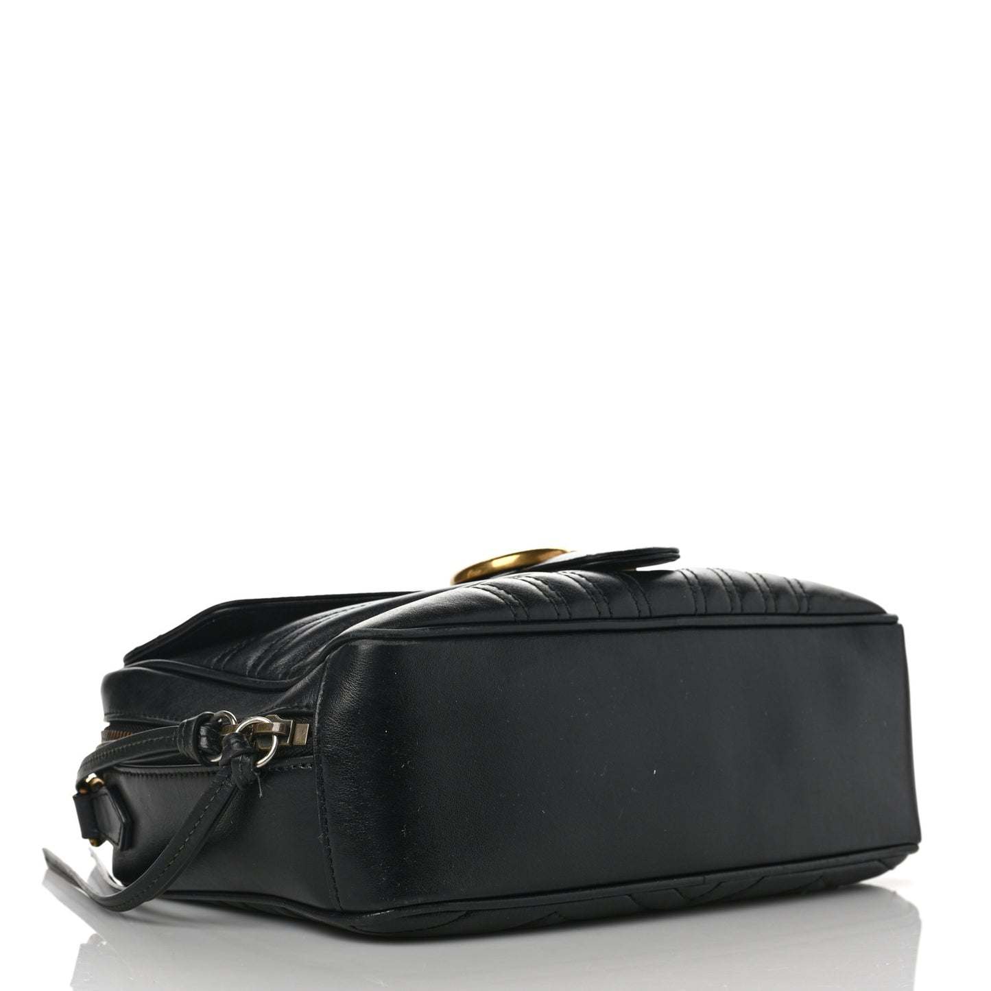Calfskin Matelasse Sylvie Web Small GG Marmont Top Handle Shoulder Bag Black