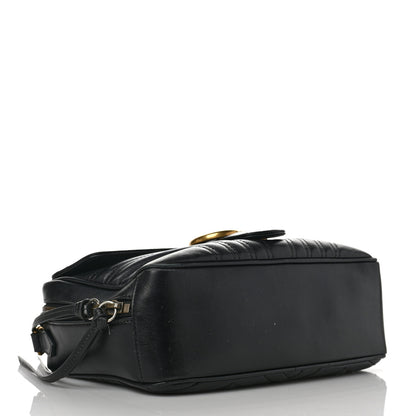Gucci Calfskin Matelasse Sylvie Web Small GG Marmont Top Handle Shoulder Bag Black 4 of 14