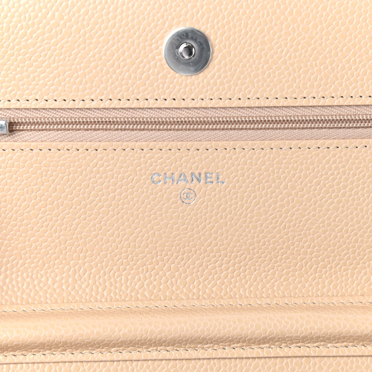 Caviar Quilted Wallet On Chain WOC Beige