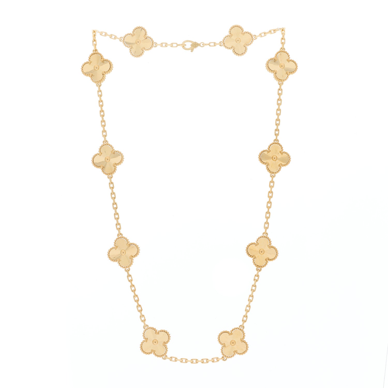Van Cleef & Arpels 18K Yellow Gold 10 Motifs Guilloche Vintage Alhambra Necklace 2 of 6