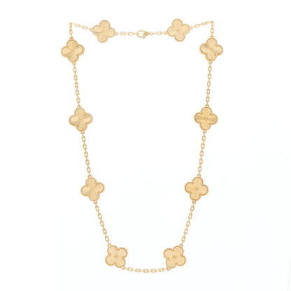 Van Cleef & Arpels 18K Yellow Gold 10 Motifs Guilloche Vintage Alhambra Necklace 2 of 6