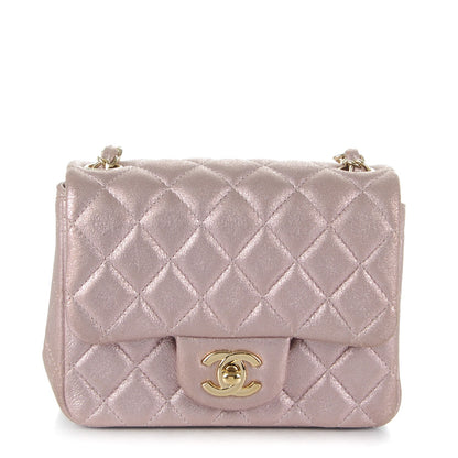 Chanel Metallic Goatskin Quilted Mini Square Flap Pink 1 of 8