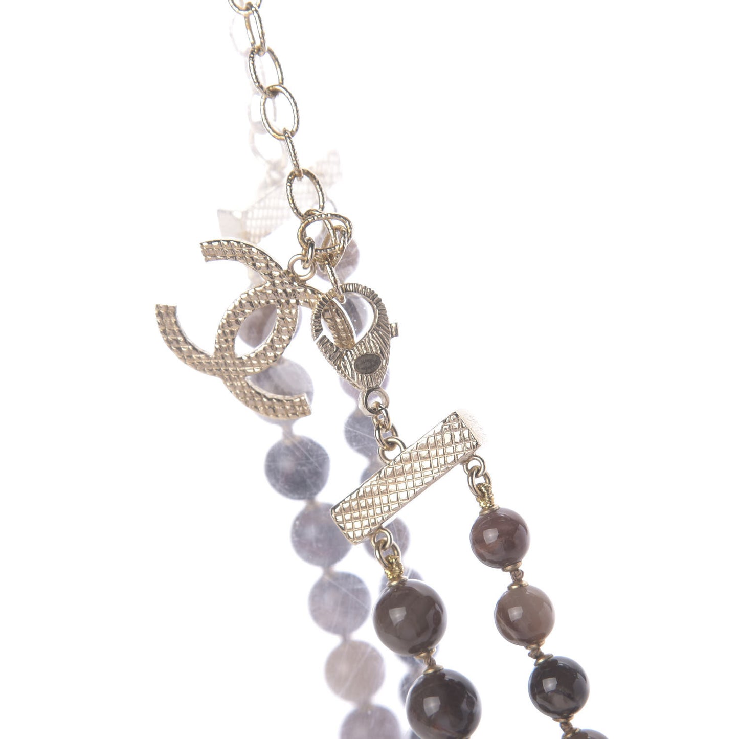 Beaded CC Necklace Gold Mauve