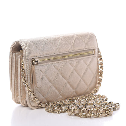 Chanel Metallic Lambskin Quilted Mini Wallet On Chain WOC Gold 3 of 11