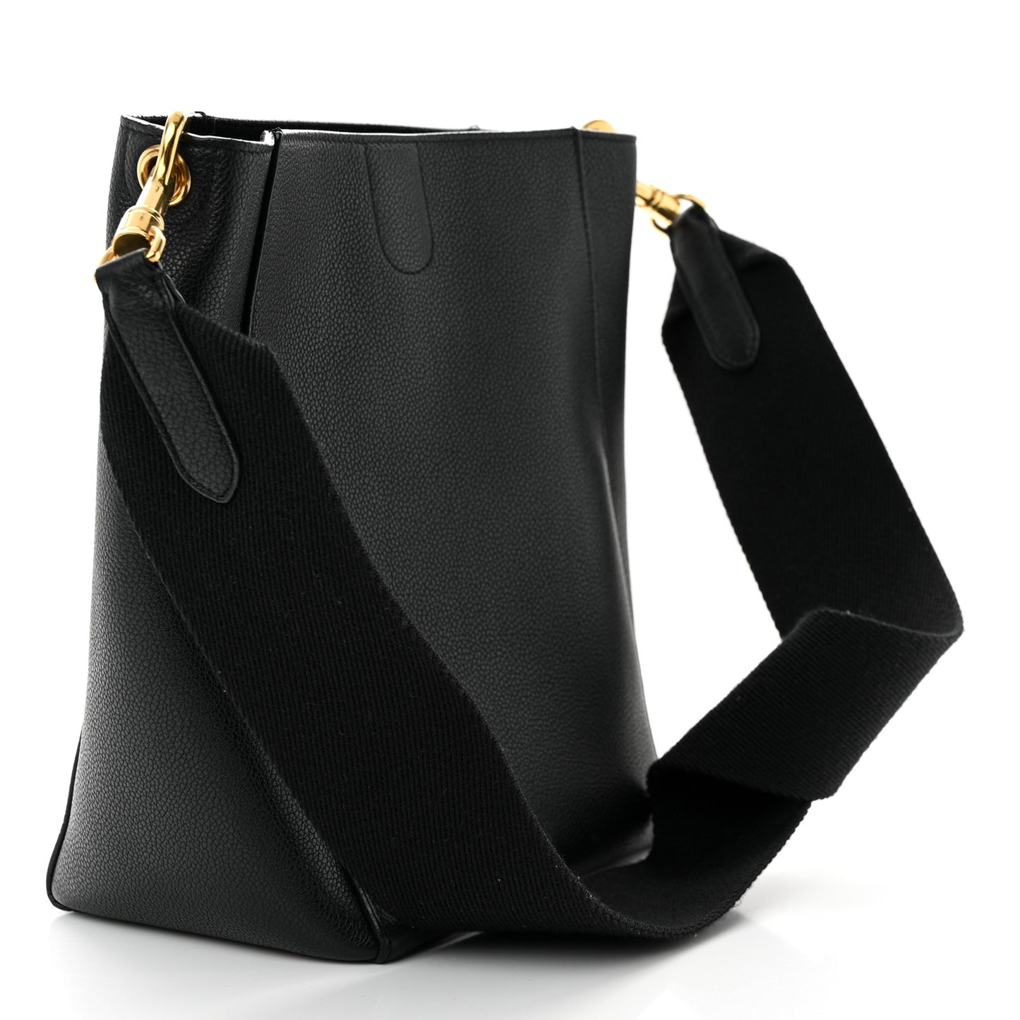 Soft Grained Calfskin Small Sangle Bucket Bag Black