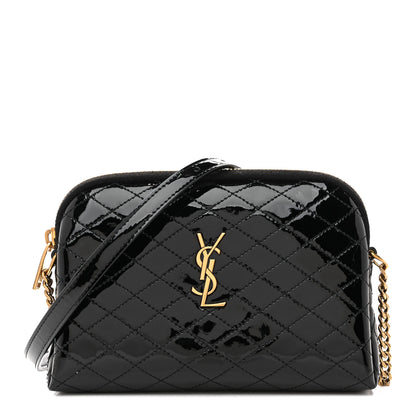 Saint Laurent Patent Quilted Gaby Zipped Pouch Black 1 of 14