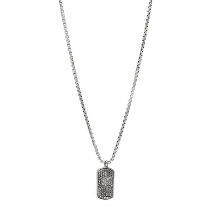 David Yurman Sterling Silver Diamond Dog Tag Pendant Necklace 1 of 4