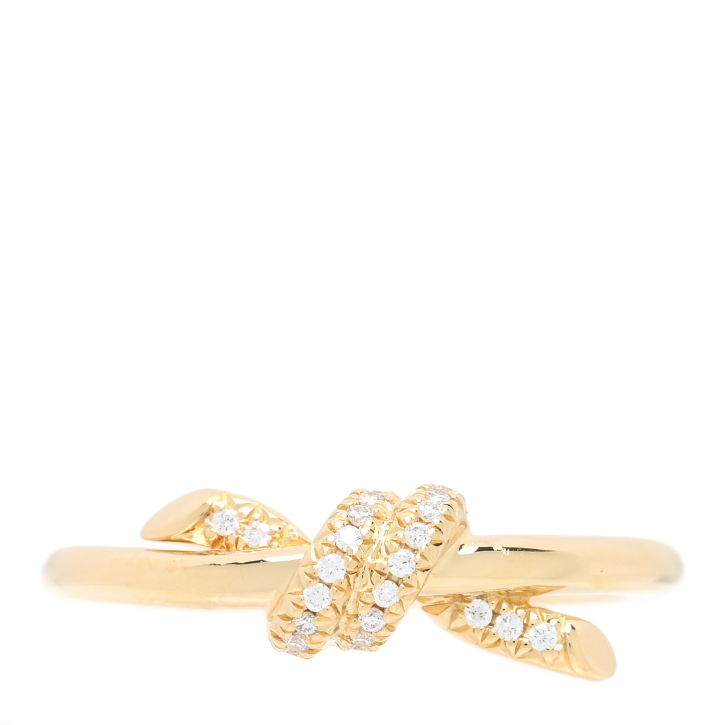 18K Yellow Gold Diamond Small Knot Ring 45 3.5