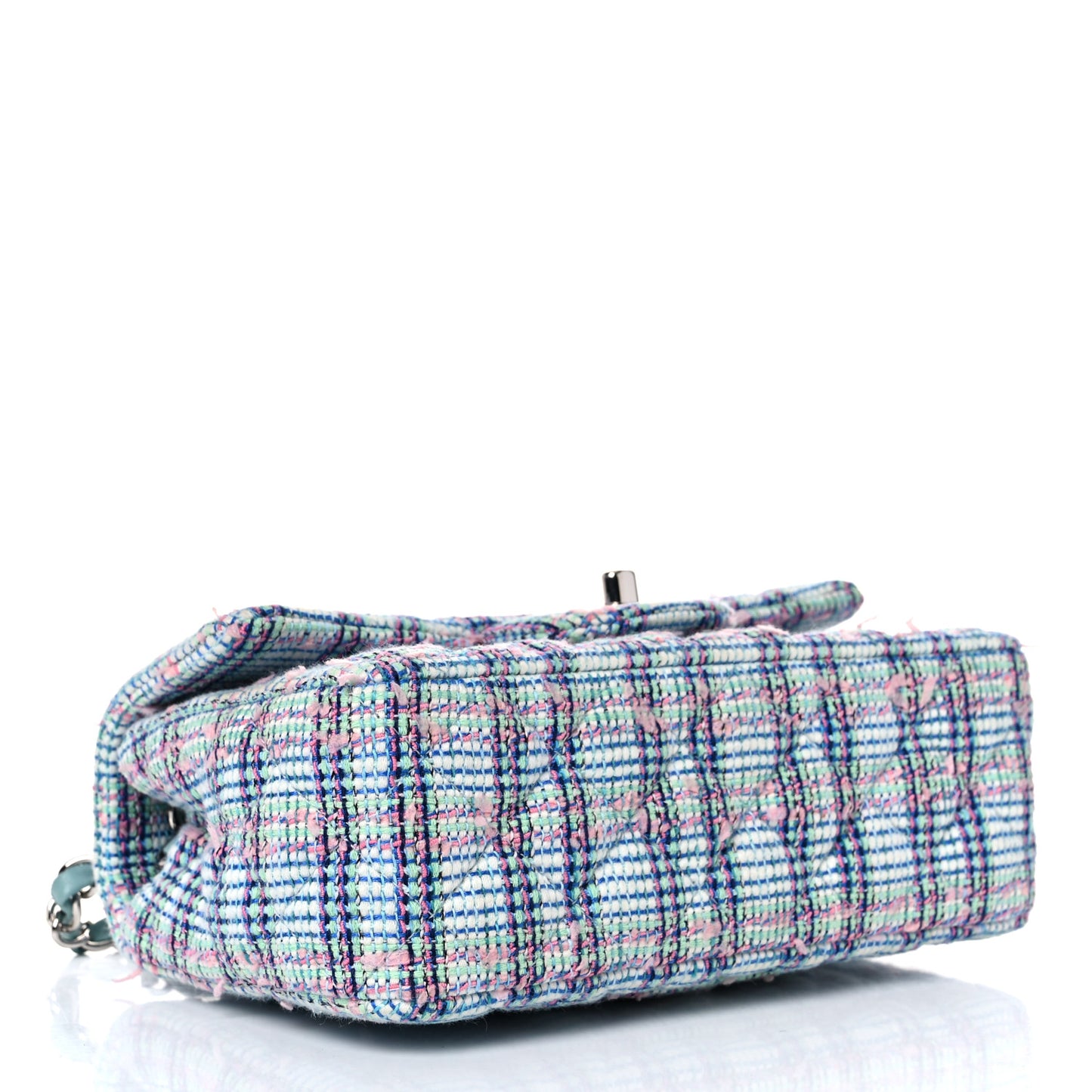 Tweed Quilted Mini Rectangular Flap Blue