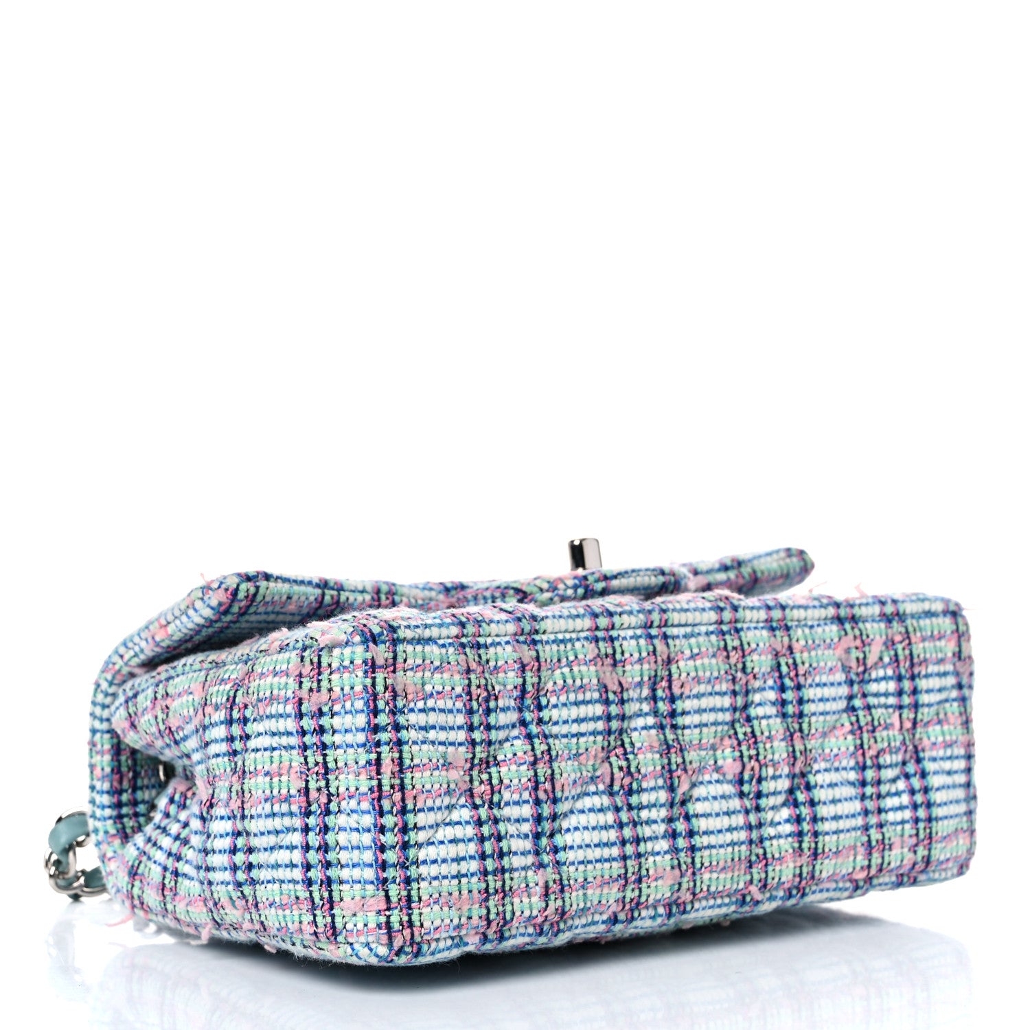 Chanel Tweed Quilted Mini Rectangular Flap Blue 4 of 9